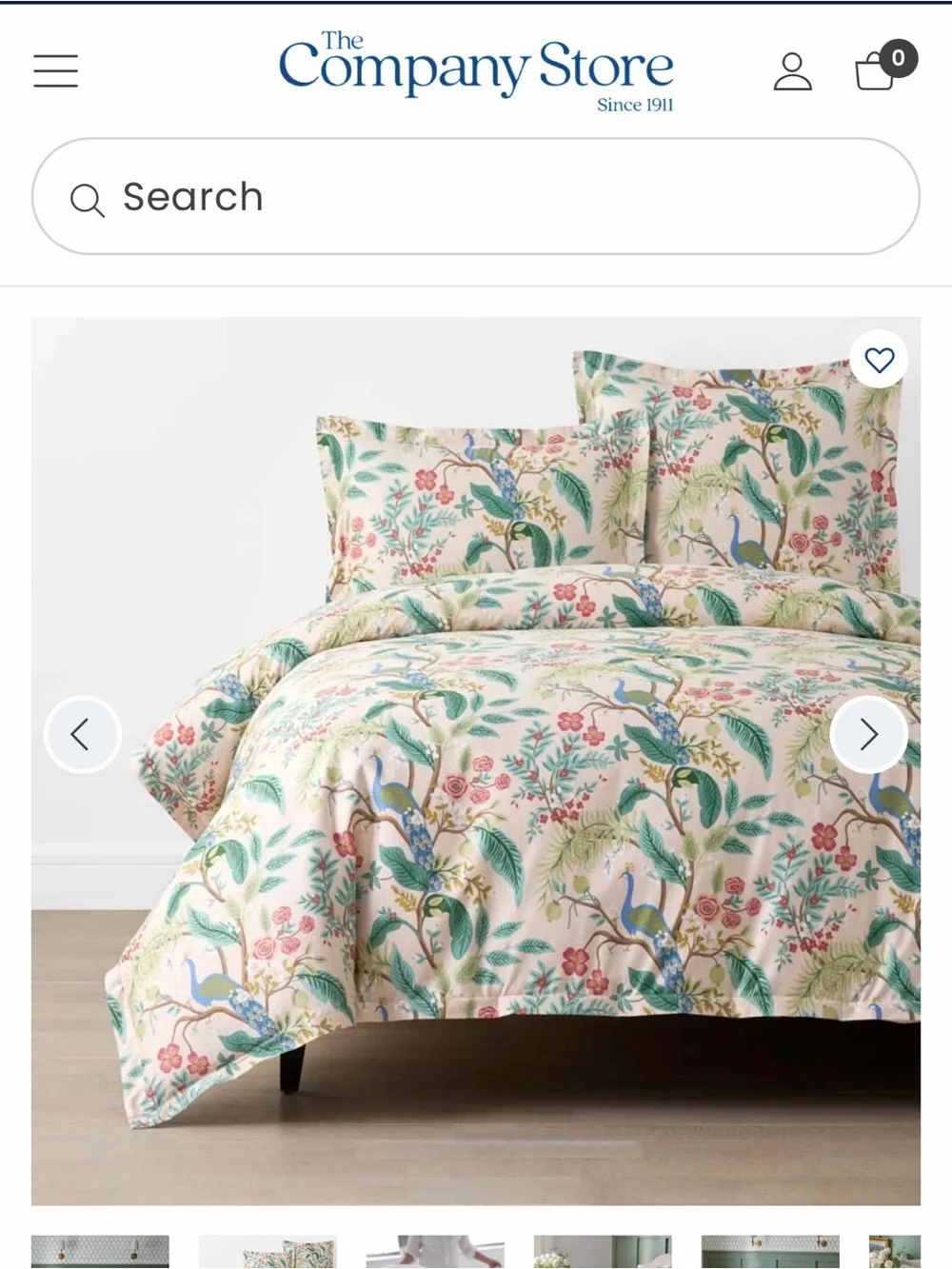 The Company Store Botanical Peacock Comforter in blush, Green, teal, pink